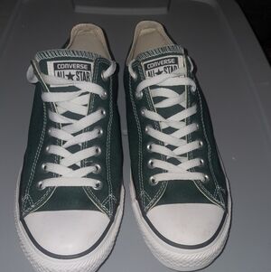 Converse Low Top Sneakers in Dark Green and White